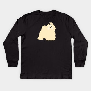 Maltese Dog - Black Kids Long Sleeve T-Shirt